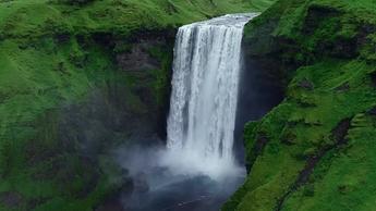 Daytime aerial waterfall