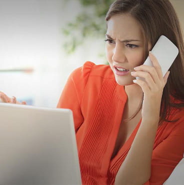 women frustrated with bad customer service