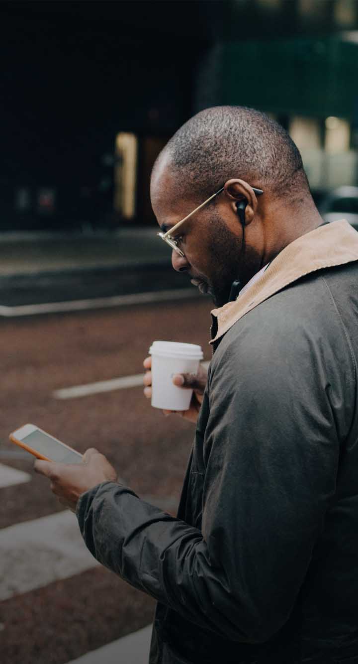 man checking travel app