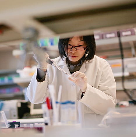 Lab technician checking samples