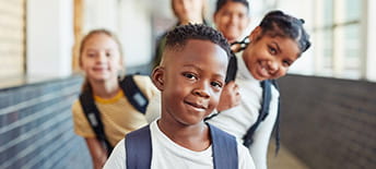 school children smiling