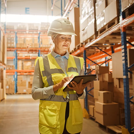 woman in warehouse