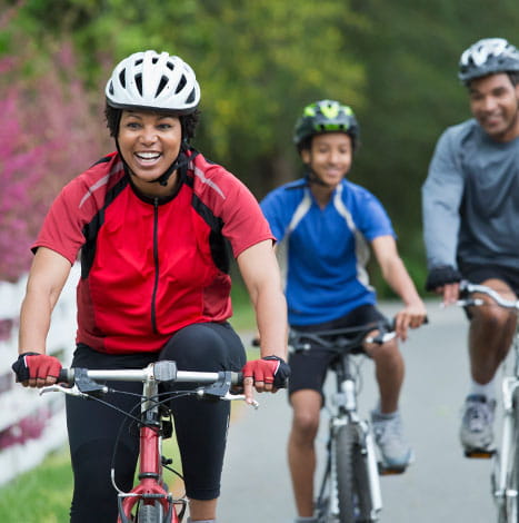 family on a bike ride