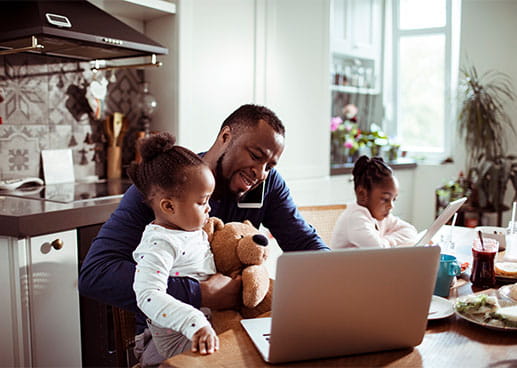 Family working from home