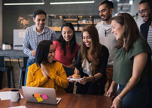 Group of happy people at work