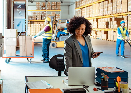 woman in a warehouse