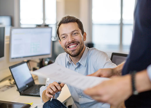 smiling man at work