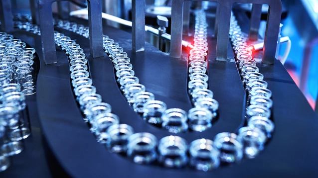 Transparent Glass Bottles at Production Line