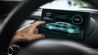 Cab river using a touch navigation screen in his car
