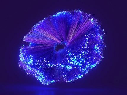 Fiber optic cables transmitting data, forming a data tree