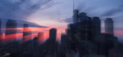 Astro Projection. On Warp Through Cosmic Sunset Dimensions of Big City