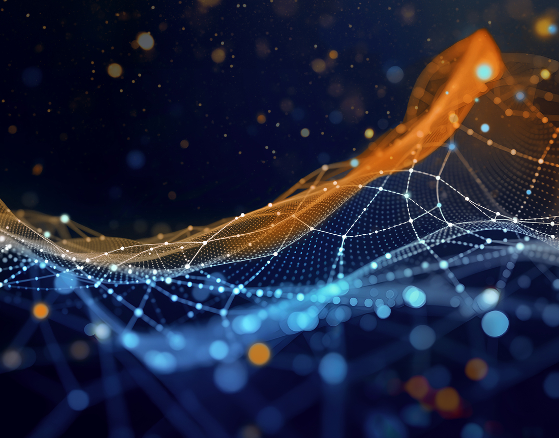 Data technology background. Abstract background. Connecting dots and lines on dark background. 3D rendering. 4k