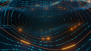 3d render of abstract shape that chaotically deformed. Data centralization concept