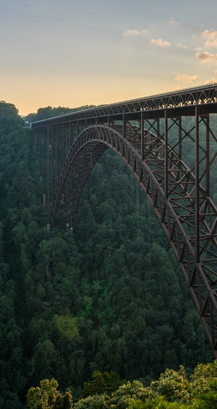 Sunset at the New River Gorge Bridge in West Virginia 