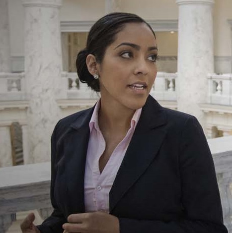 woman walking in government building