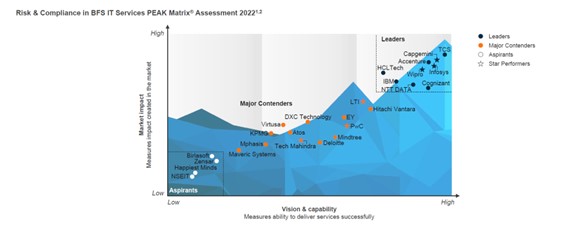 a graphic image of blue mountains with names of IT Services companies at various positions
