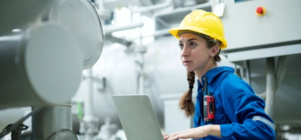 Portrait of Service Technician or engineer woman checking pressure device