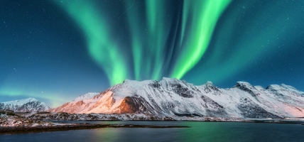 northern lights about mountains