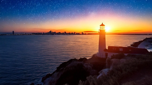 lighthouse at sunset