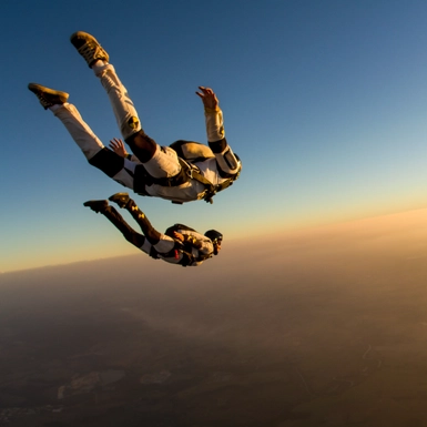 two skydivers in free fall