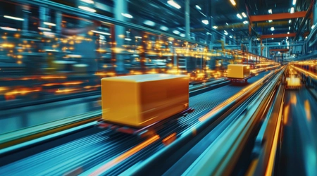 boxes moving on conveyer belt