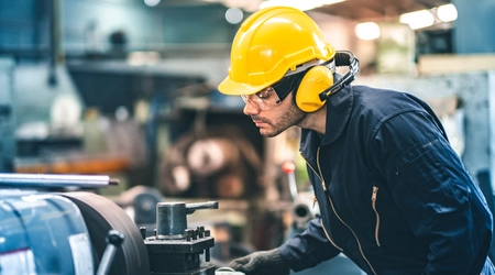 employee in manufacturing plant