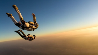 two skydivers in free fall