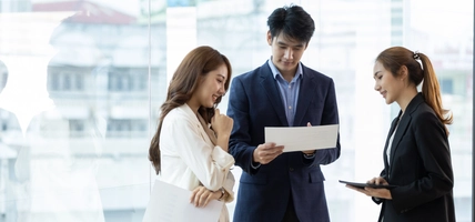 colleagues talking together