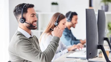 call center employees taking calls