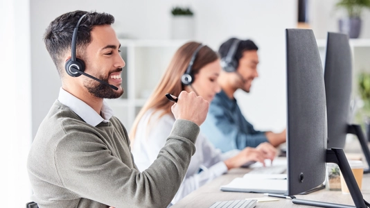call center employees taking calls