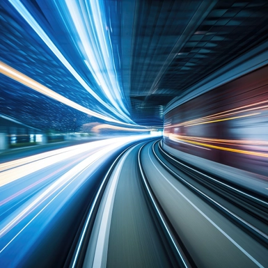 lights in motion around curve