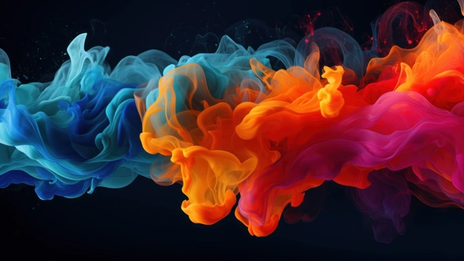 Abstract background of colored smoke in water. 3d rendering, 3d illustration. Generative AI