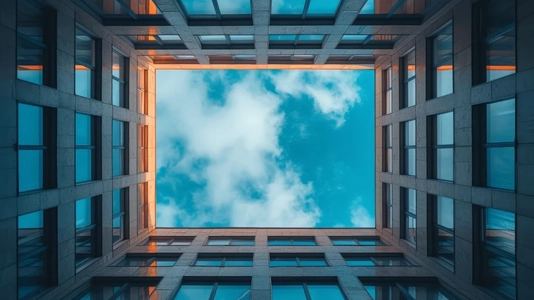 sky between buildings
