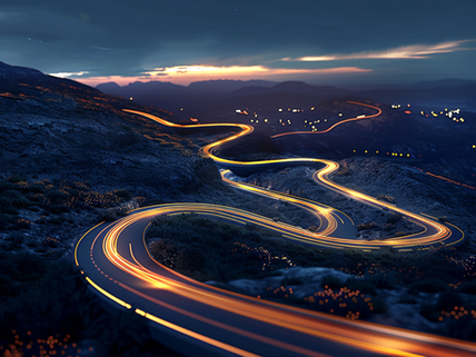 Dynamic visual of a road splitting into multiple paths