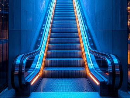 escalator stairs lit up