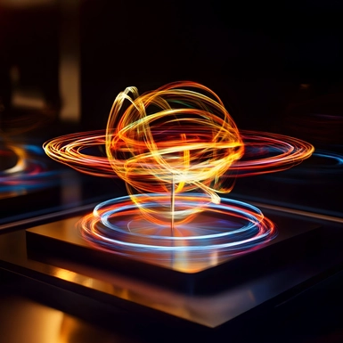 swirling light ball against dark background