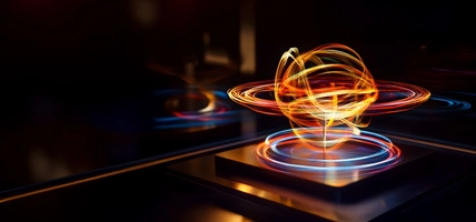 swirling light ball against dark background