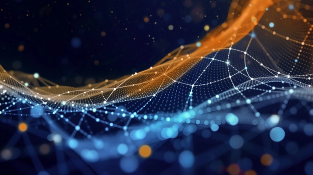 Data technology background. Abstract background. Connecting dots and lines on dark background. 3D rendering. 4k