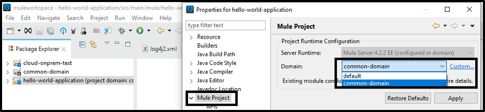 Referring to the Mule Domain Project in a Mule application