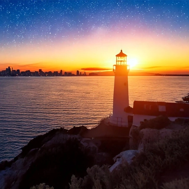 lighthouse at sunset