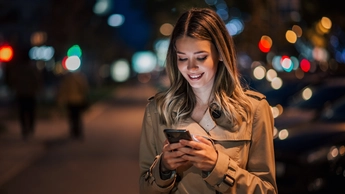 She is using phone at night