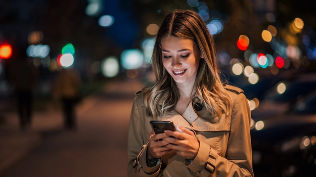 She is using phone at night