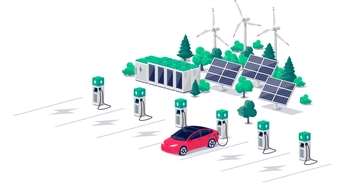 drawing of car charging at station