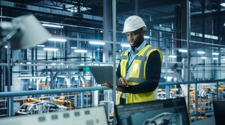 Man is using laptop for his work