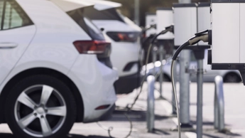Charging stations for electric cars at a parking lot