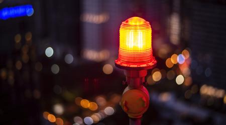 Yellow street light at night