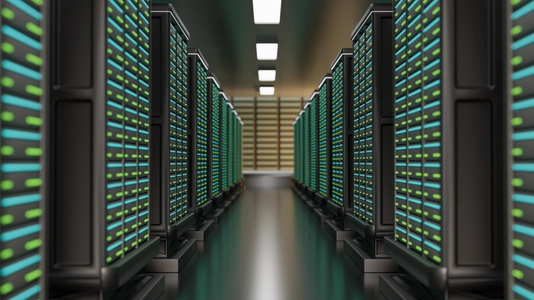 3d rendering of large server room
