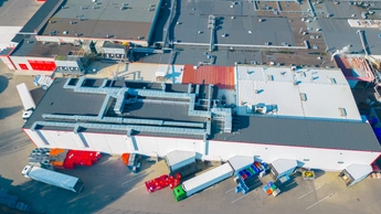 Aerial view of goods warehouse