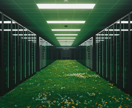 Conceptual image of green server room