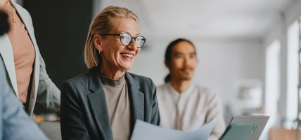 woman smiling in meeting